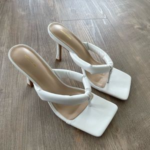 White Thong Heeled Sandals